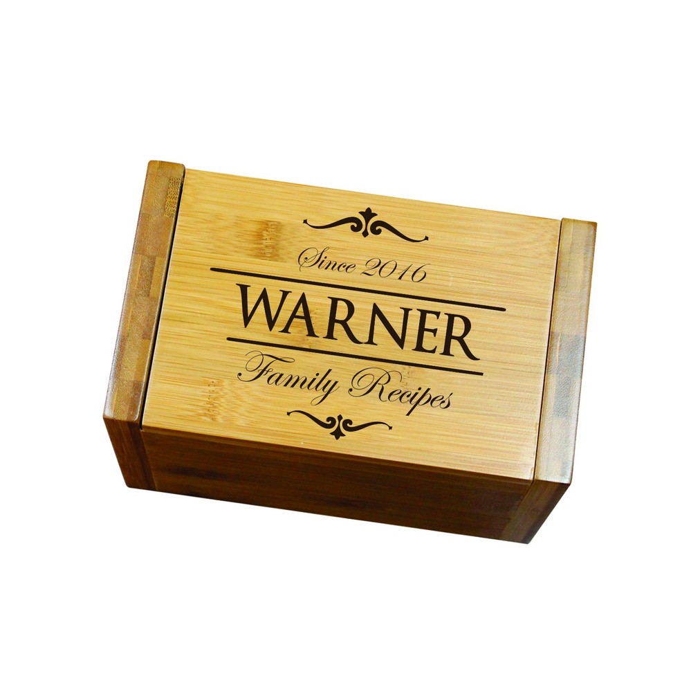 Engraved House Warming Gift - Custom Recipe Box Organizer for Kitchen