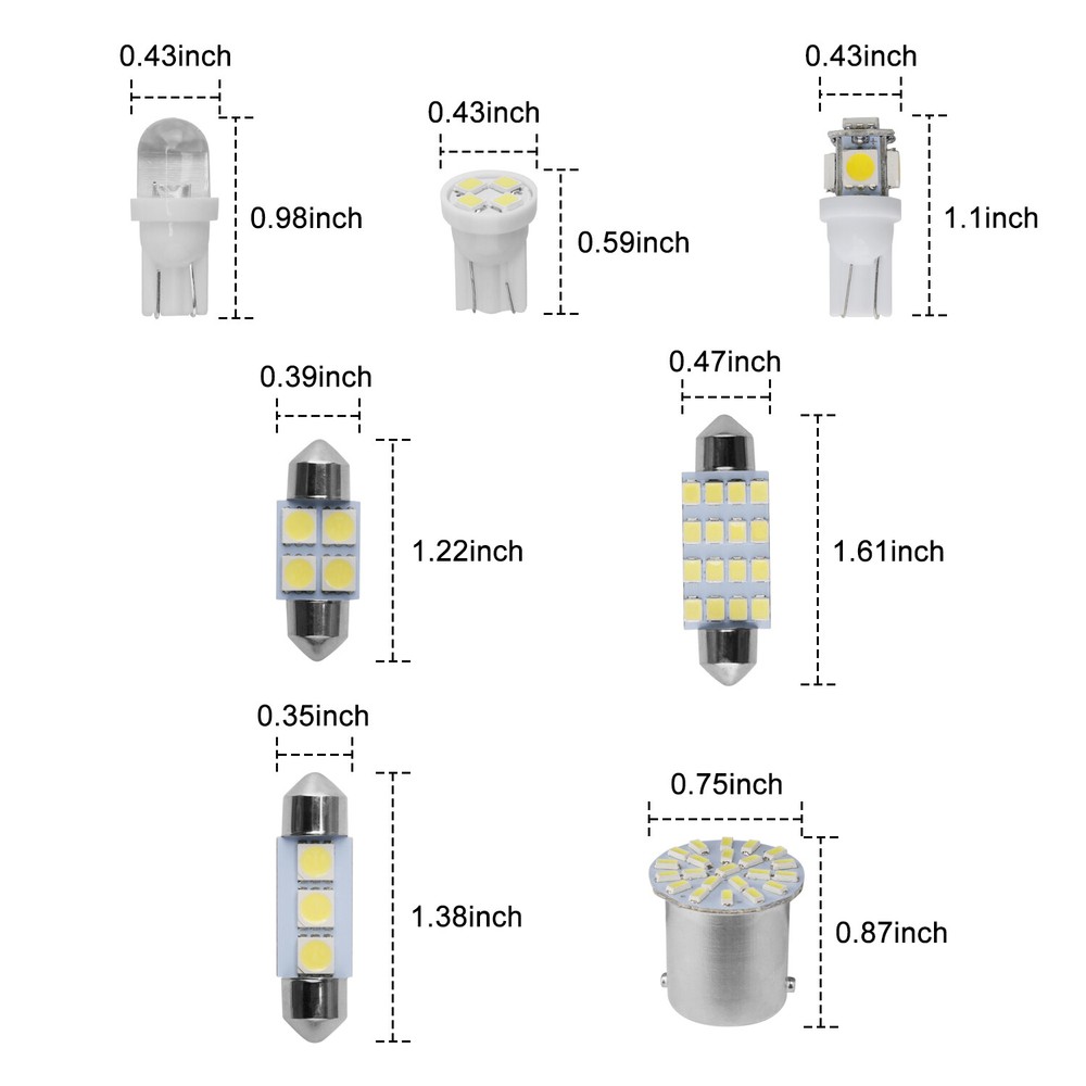 For Kia 28PCS Car Interior Combo LED Map Dome Trunk License Plate Light Bulbs