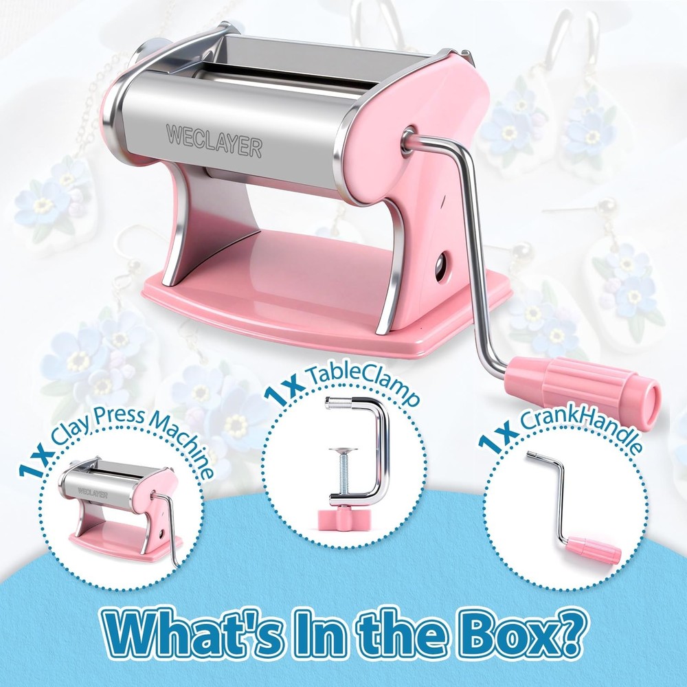 Polymer Clay Press Machine,Clay Roller Machine,Includes Clamp and Hand Crank,...