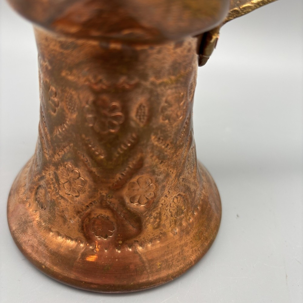Antique Copper Coffee Pot Decorated Handle Turkish Coffee