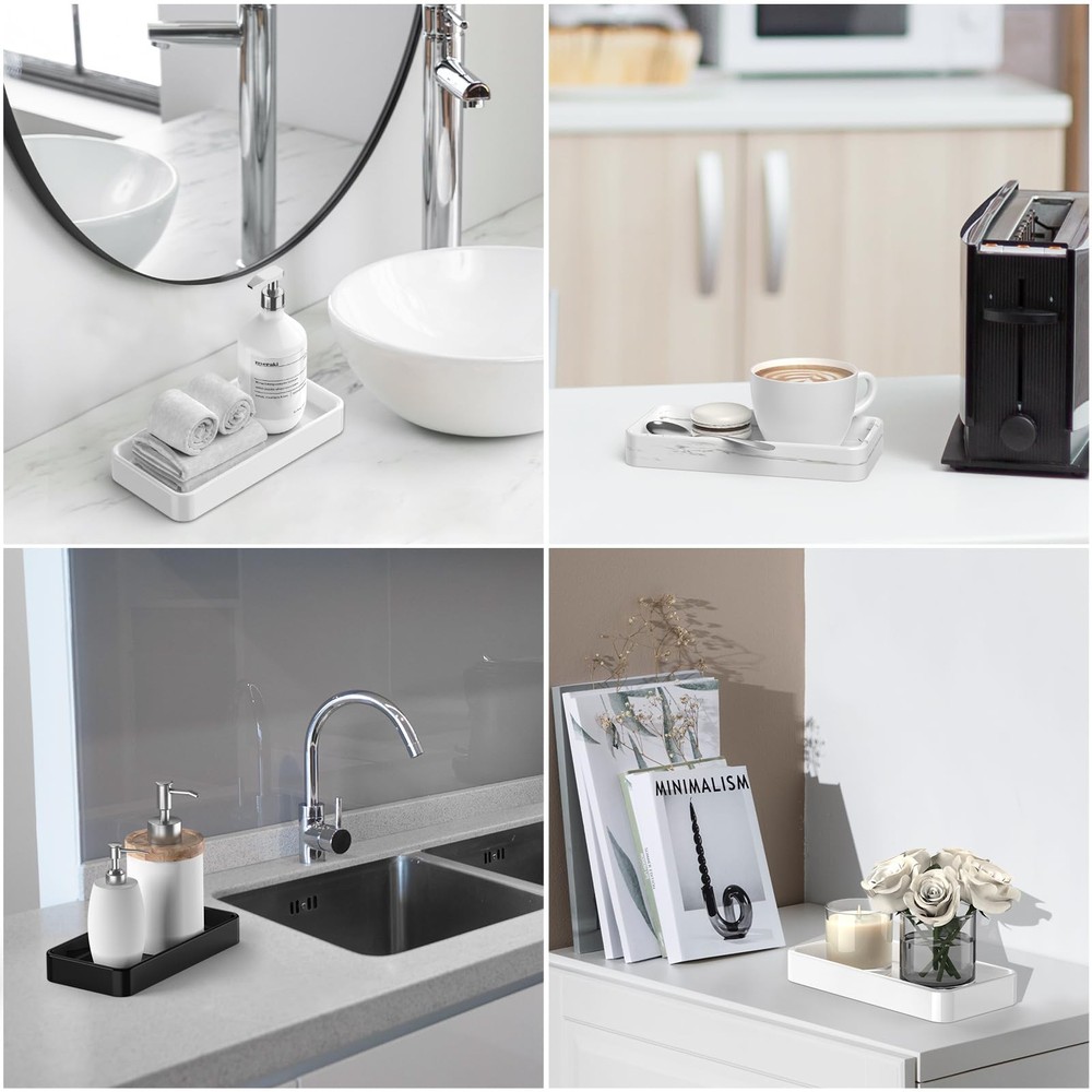 Gurygo 8" - Small Rectangular Vanity Tray for Bathroom - Ceramic Kitchen Soap...