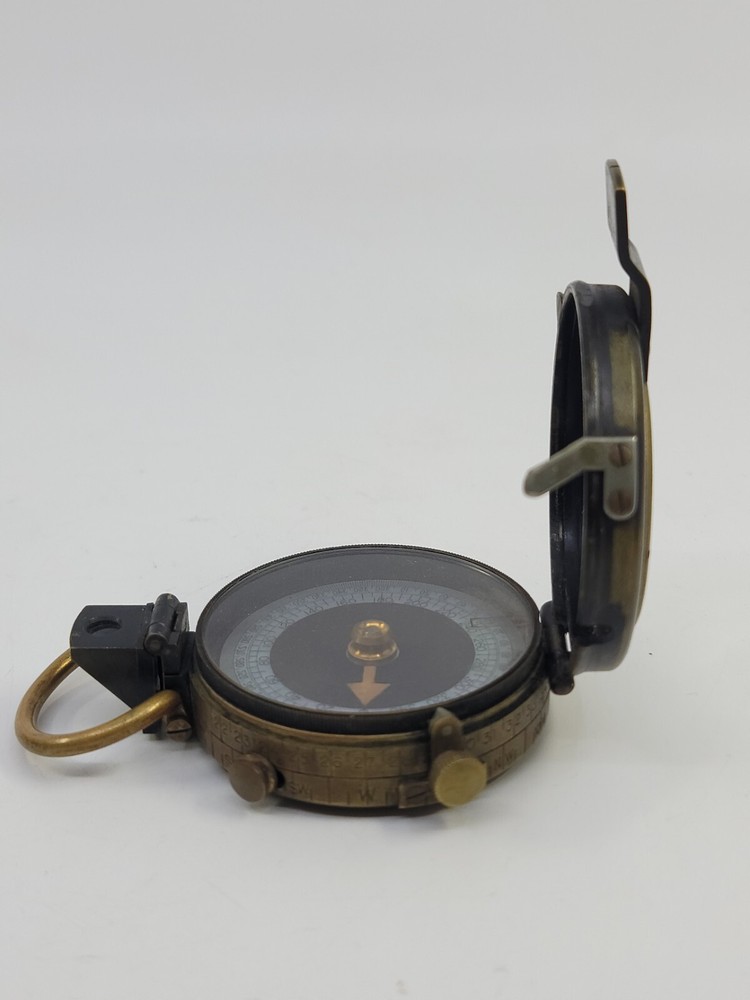 1918 US Engineer Corps WWI Compass C-E No 27812 Solid Brass Antique With Case