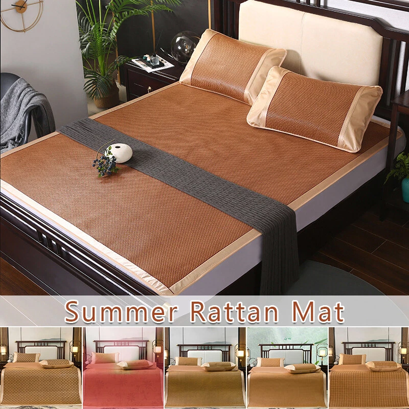 Summer Sleeping Mat For Bed Rattan Foldable Nature Bamboo Cool Bed Mat Pad