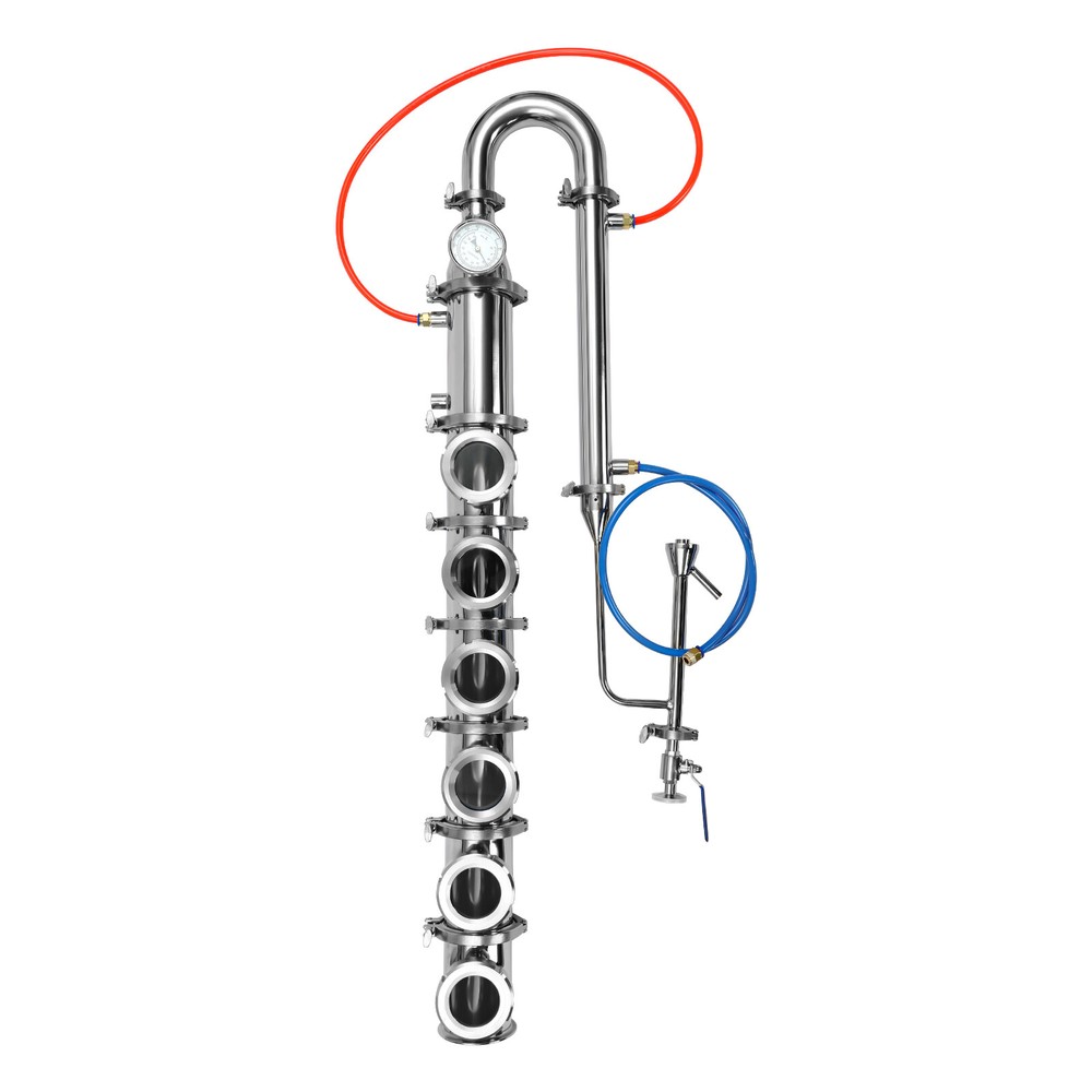 4" Inch Stainless Moonshine Still Reflux Column With Copper Bubble Plate 6 Layer