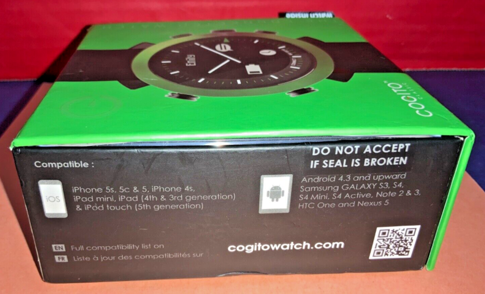 Cogito 2.0 Classic Smart Watch CD002 - Green - TESTED & WORKING - W/ BOX
