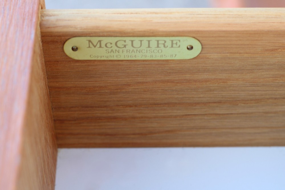 Authentic Marked McGuire Bamboo Rattan Rolling Sliding Adjustable Top Server MCM