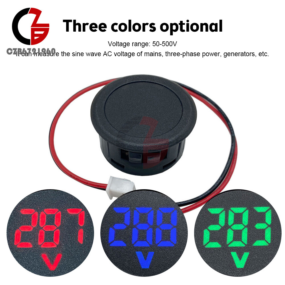 AC 50-500V Voltmeter LED Display Digital Panel Meter Voltage Indicator Red Blue