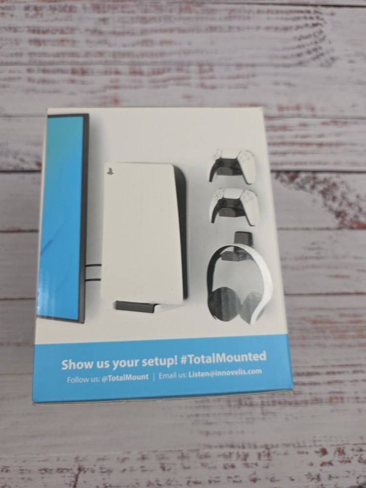 TotalMount Wall Mount Premium for PS5 - Mount + 3 Controller /headset Holders