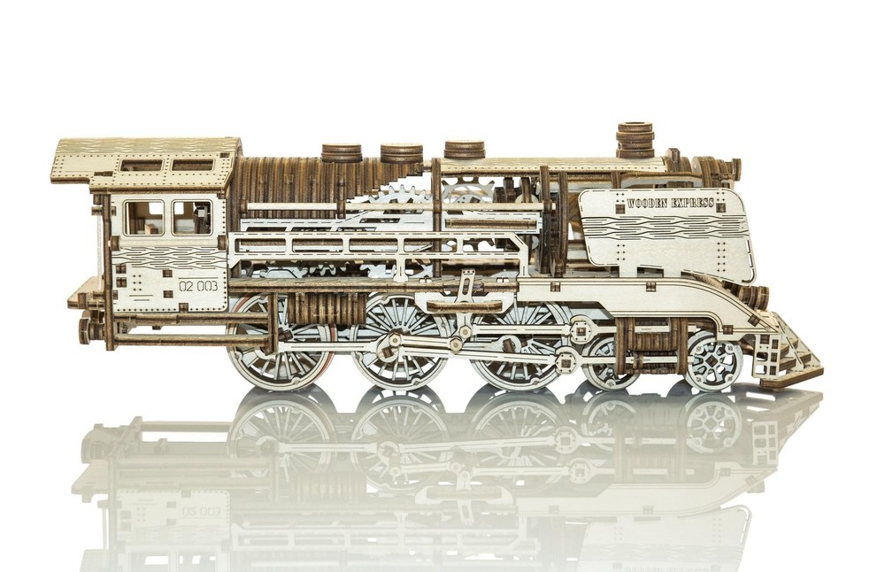 Express Train With Rails - 3D Mechanical, Engineering Self-Assembled Puzzle