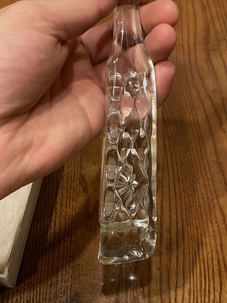 Vtg CHELTENHAM Glass 9.5" Serving Fork Embossed Diamond Pattern Handle In Box