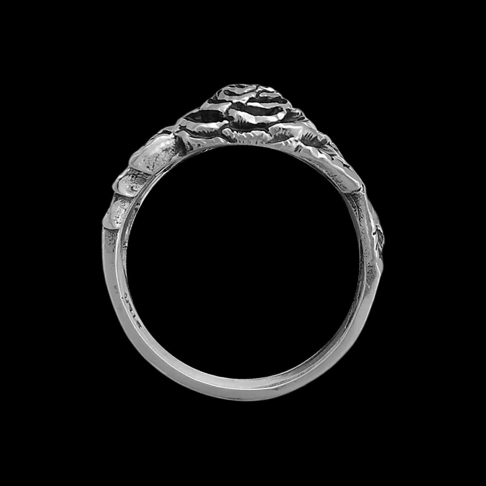 Size 4 Diamond Cut Full Bloom Rose Ring