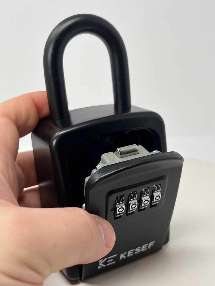 4 Digit Combination Security Lock Box Safe Large 5 Key Waterproof Black