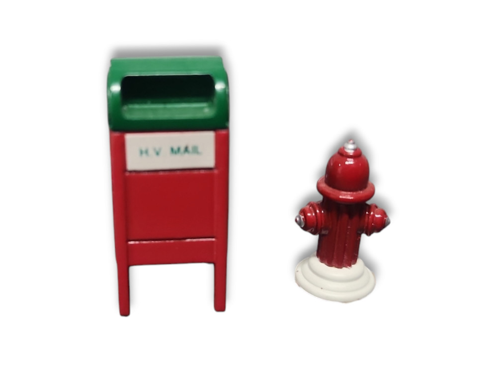 Dept 56 Mail Box and Fire Hydrant 5214-0 Hand Painted with box