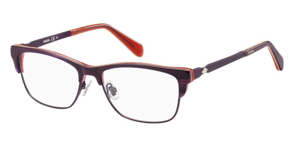 FOSSIL 7026 07FF Violet Horn Women's Rectangular Eyeglasses 52mm