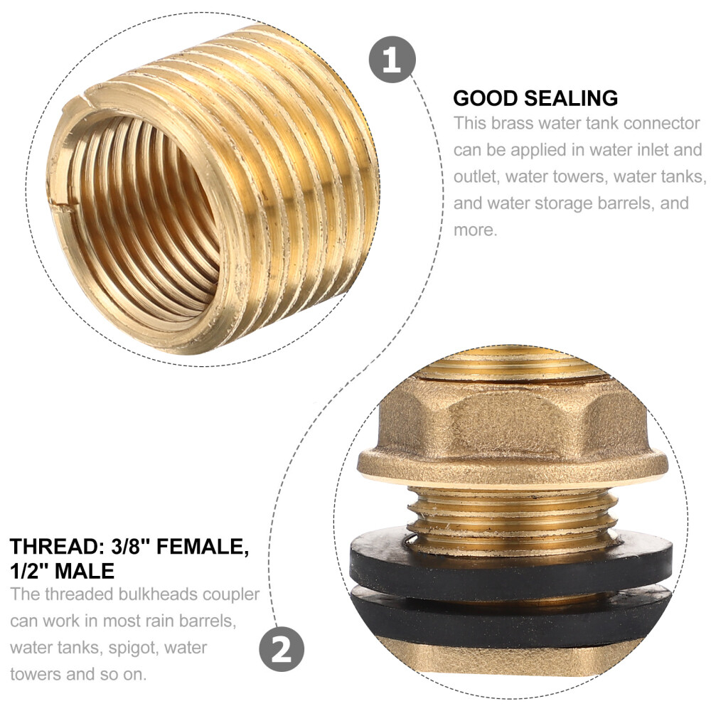 2PCS Double Threaded Water Tubs Connector Rain Spigot Tank Adapter