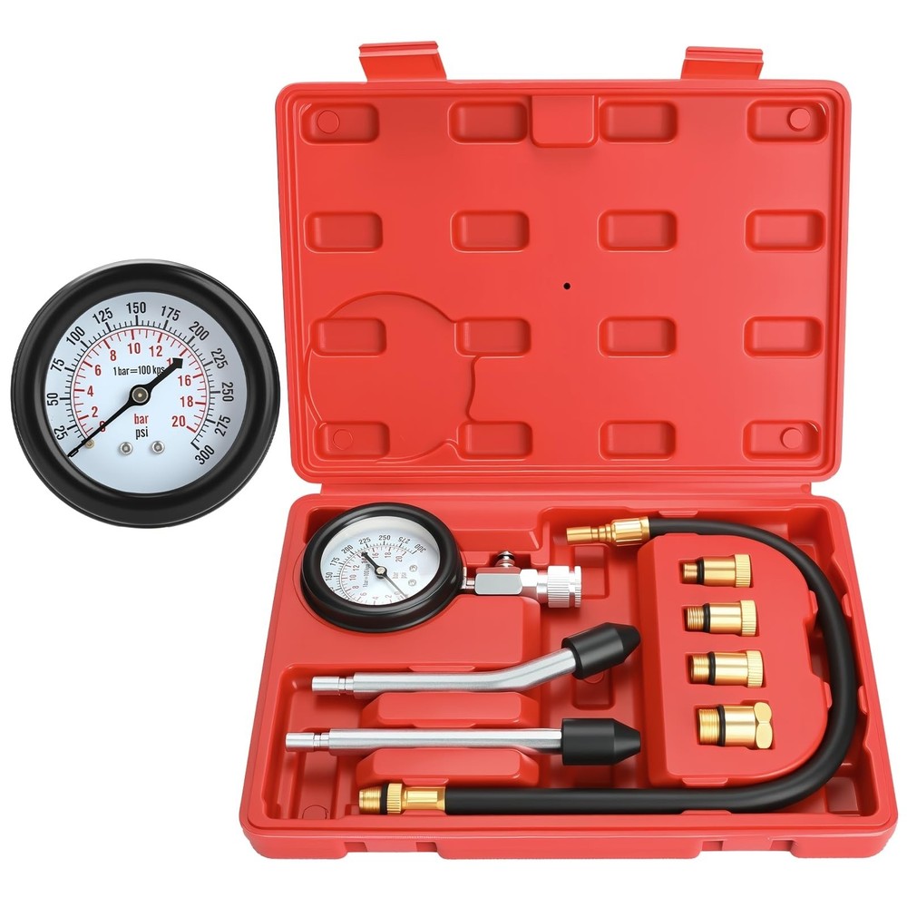 8pcs Petrol Engine Cylinder Compression Tester Kit - Automotive Tool Gauge Set