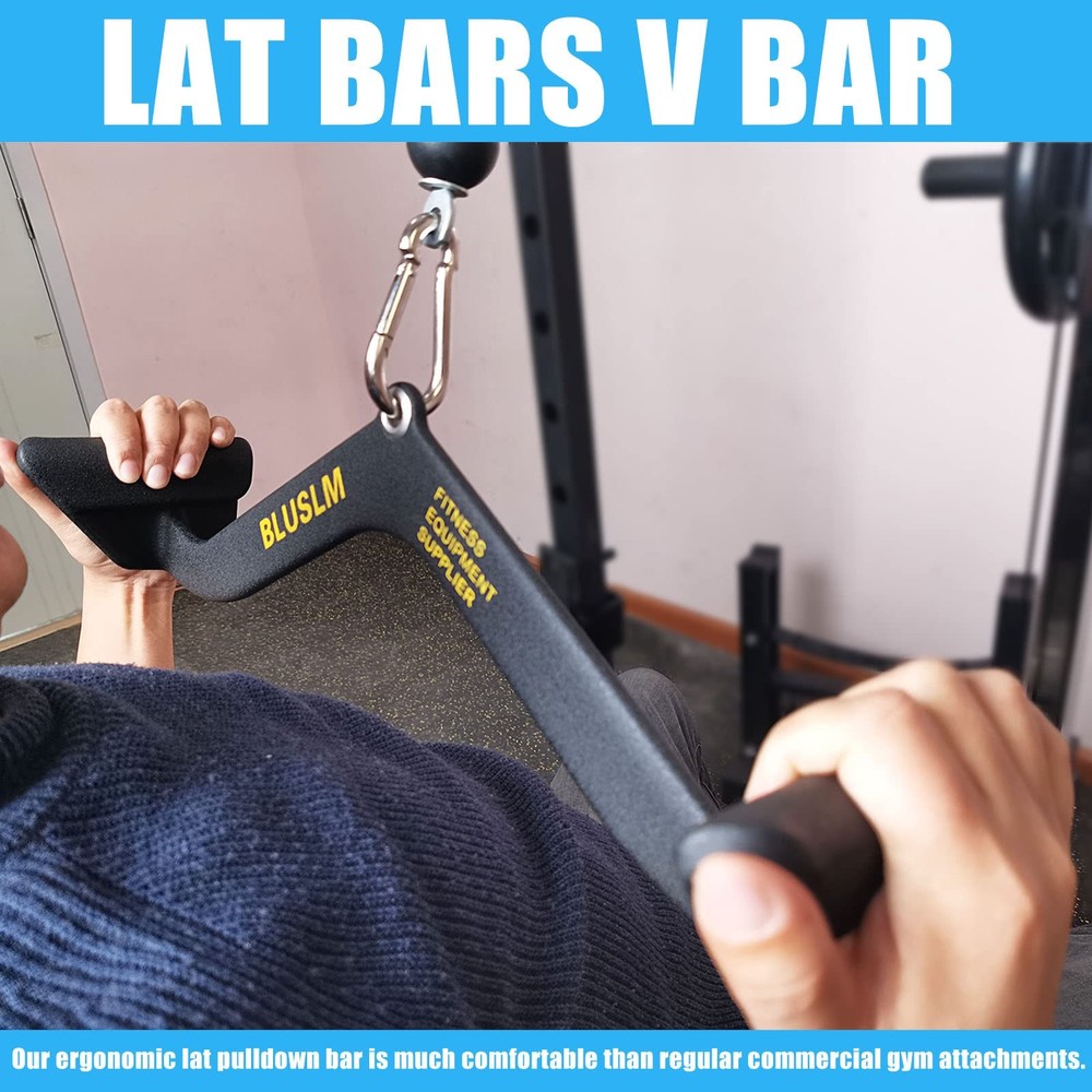 LAT Pull Down Bar for Cable Machine, LAT Pulldown Attachments T-bar V-bar Cab...