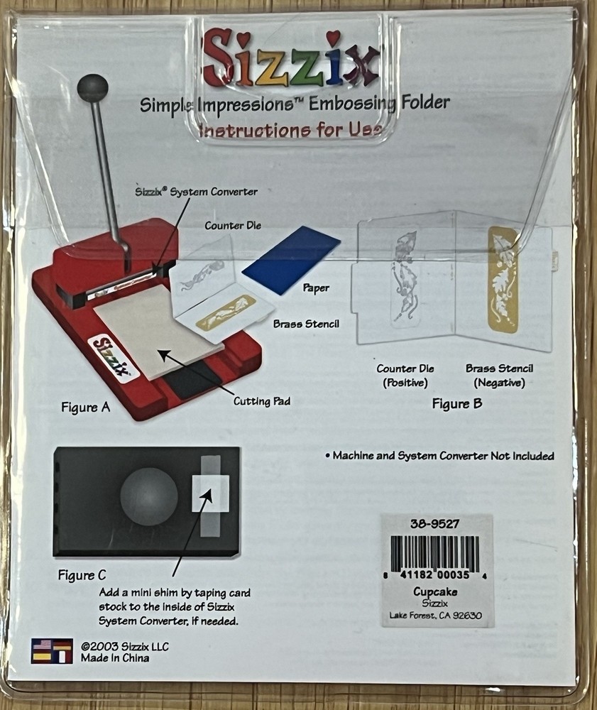 Sizzix Simple Impressions Embossing Folder “Cupcake” #38-9527 NEW
