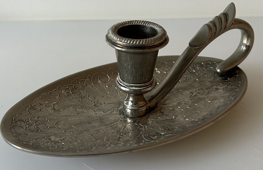 Vintage Seba Ornate Silver Plated Candle Holder Candlestick with Handle
