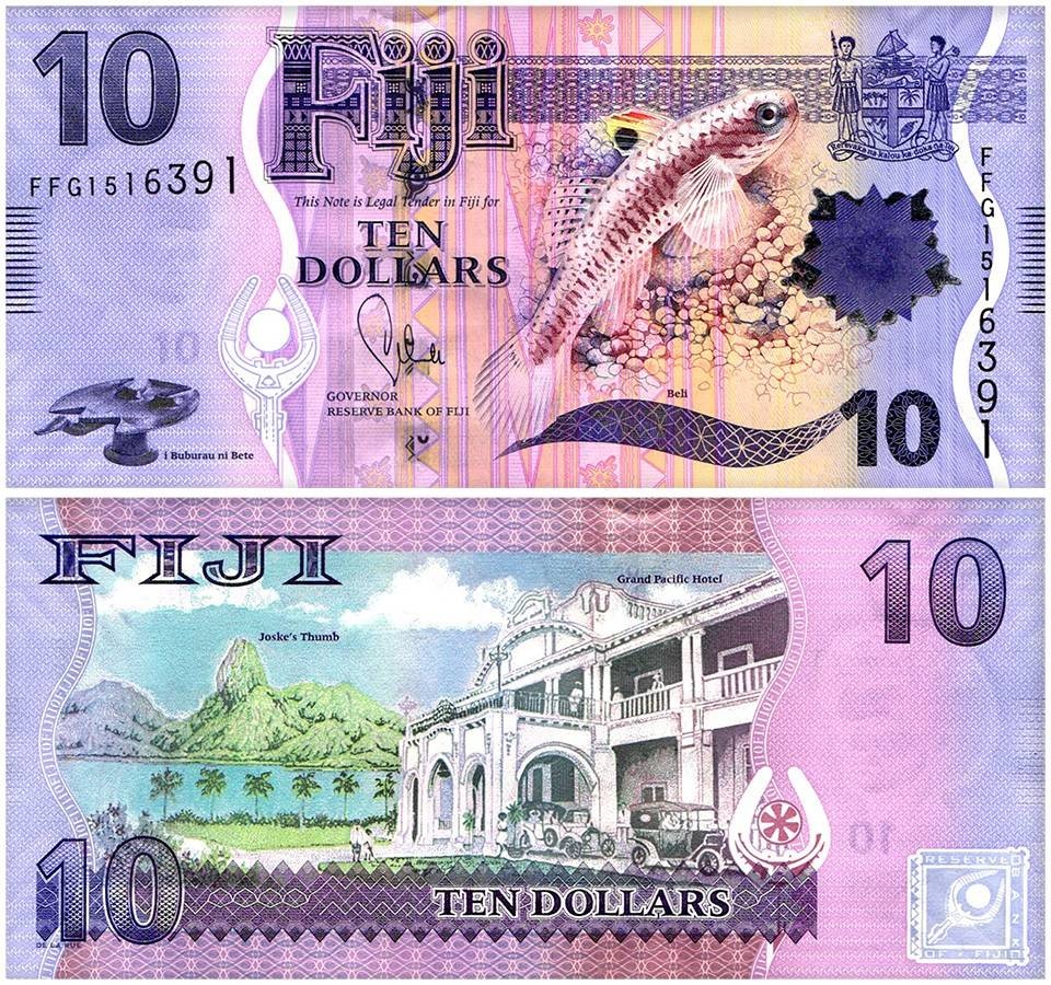Fiji 10 Dollars, 2012 ND, P-116a, UNC w/ Folder-Card