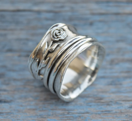 Solid 925 Sterling Silver Band & Spinner Meditation Handmade Ring All Size