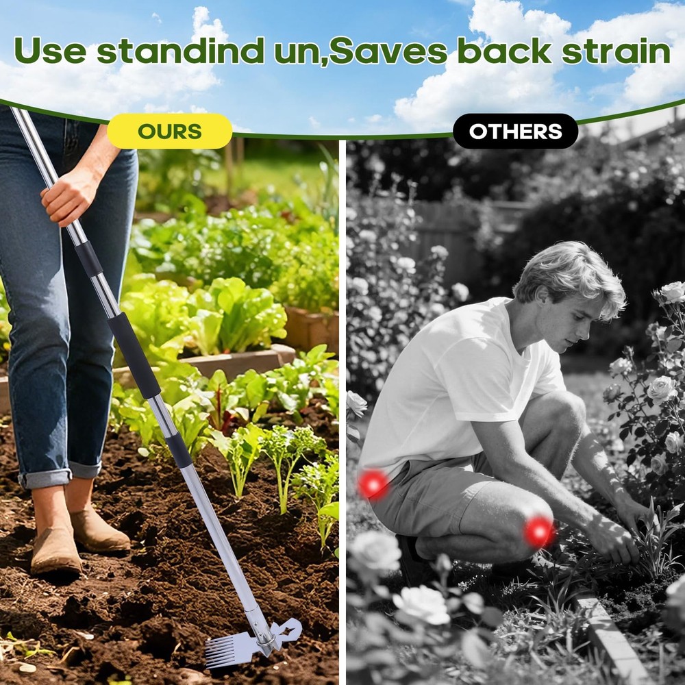 Weeding Tool with Long Handle- 60" Manual Weeder Tool,Garden Tools,Portable G...