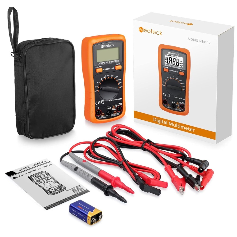 Neoteck Auto Ranging Digital Multimeter AC/DC Voltage Current Ohm Orange