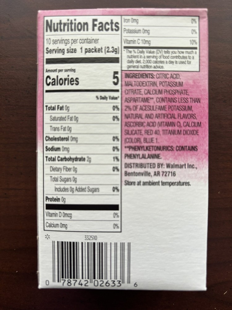 2 Raspberry Lemonade Sugar Free Drink Mix Singles to go