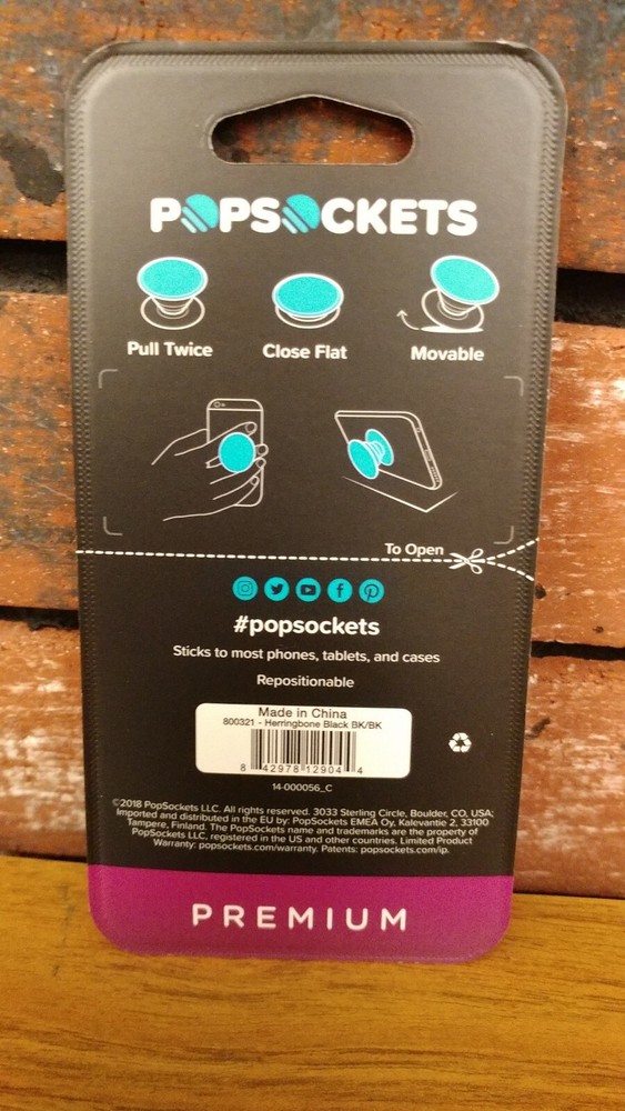 Popsockets Popgrip Phone Holder - Herringbone Black - 800321