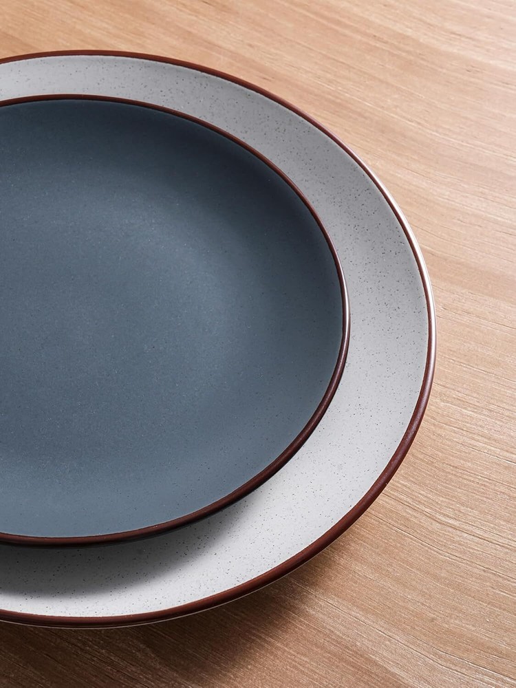Plate and Bowl Set, 12 Piece Stoneware, Dinnerware Set for 4, Multicolor