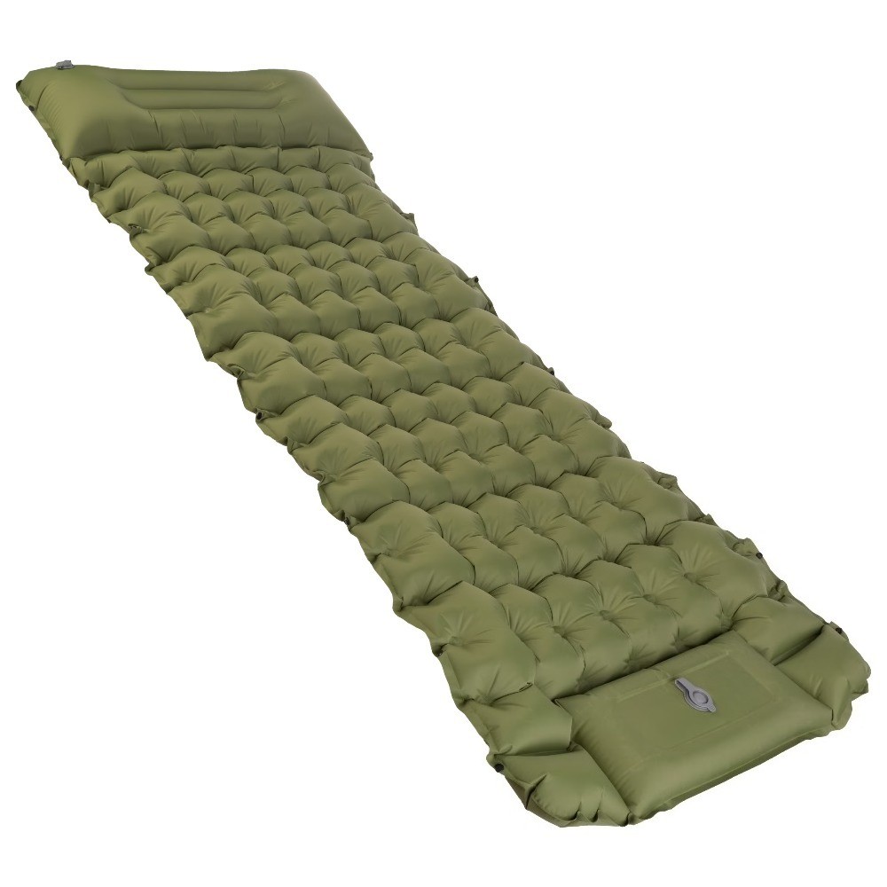Outdoors Inflatable Sleeping Pad with Built-in Foot Pump, Olive