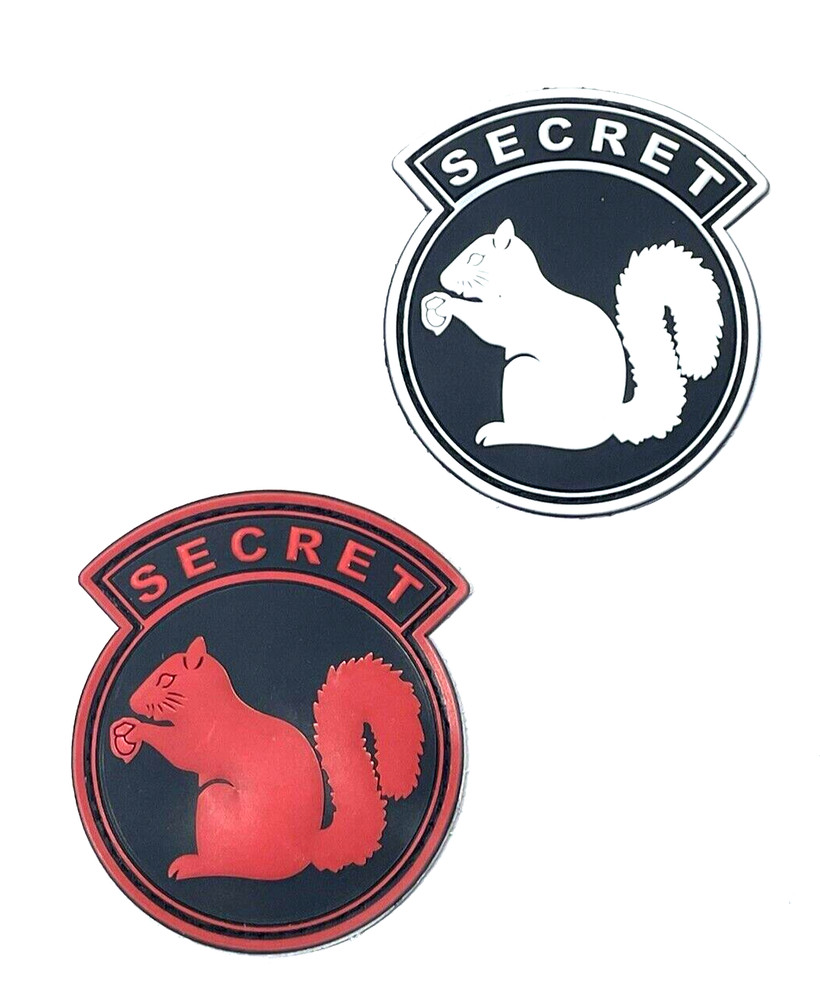 2PC Top Secret Squirrel Black Ops PVC Patch Set, Tactical Hook & Loop Patch