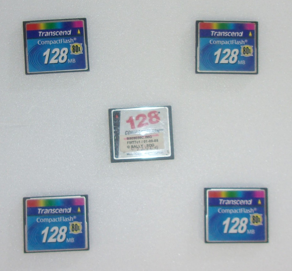 128 MB CF CARD (PACK OF 5 CARDS) (RANDOM SOFTWARE SYSTEM PULLS) - FREE SHIPPING