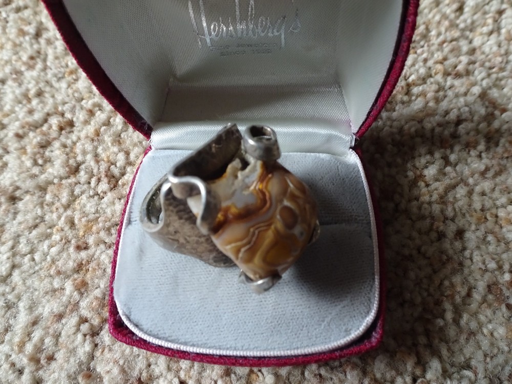 unique handcrafted agate ring sculpted from a fork