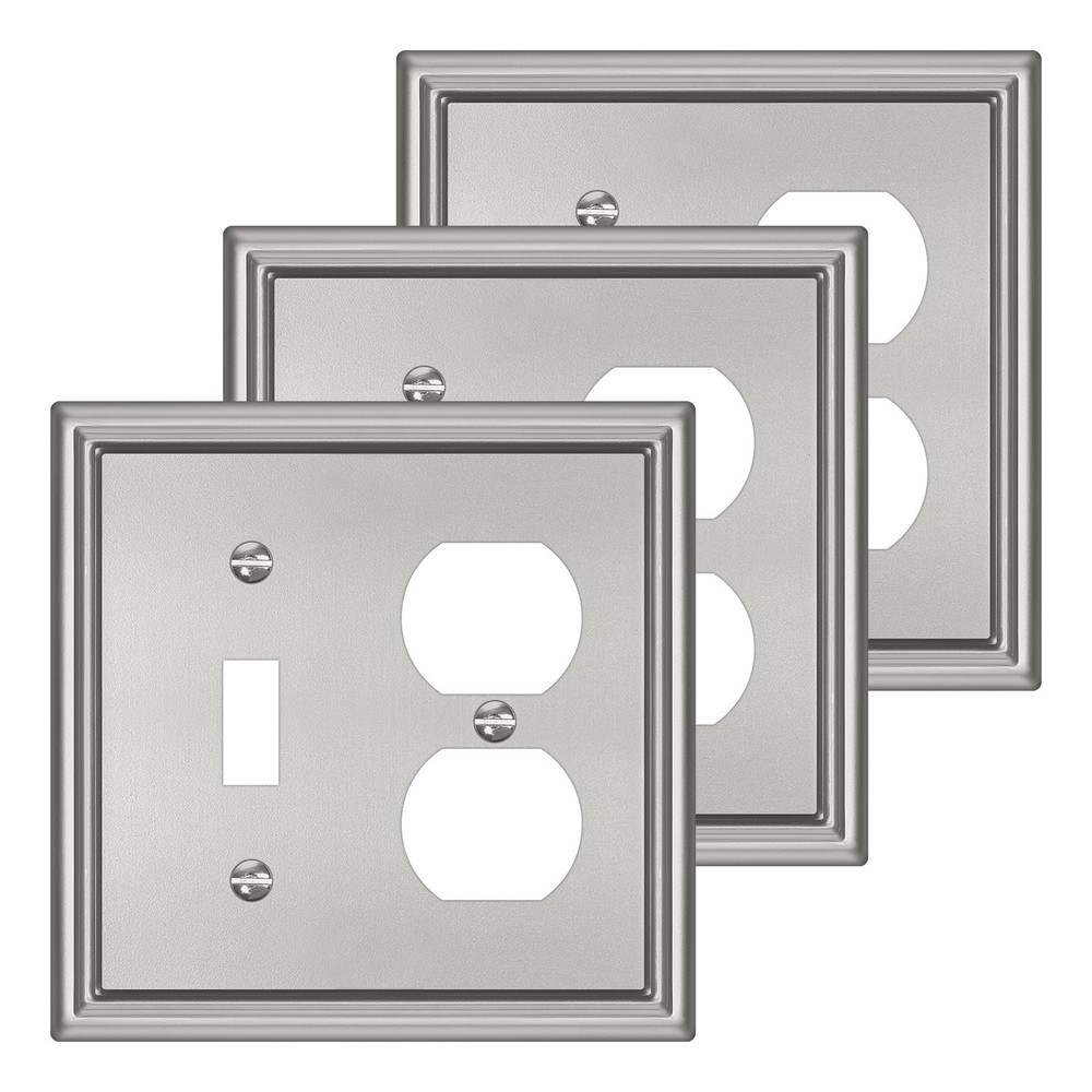 Combination Metal Light Switch Covers Wall Plate, 1 Toggle/1 Duplex Switch Pl...