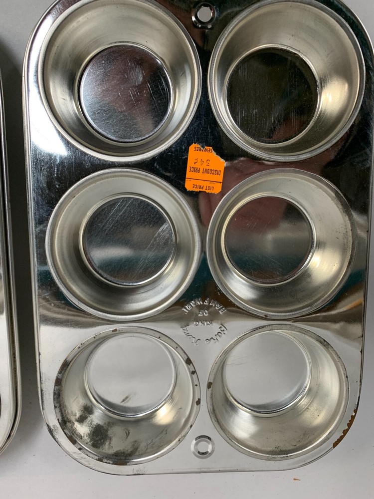 Lot "2" Vintage Bake King Rectangle Muffin Bakeware Pan (B4)