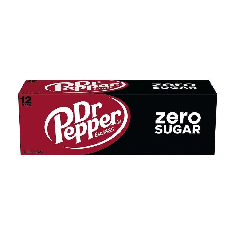 Dr Pepper Zero Sugar Soda Pop, 12 fl oz, 12 Pack Cans