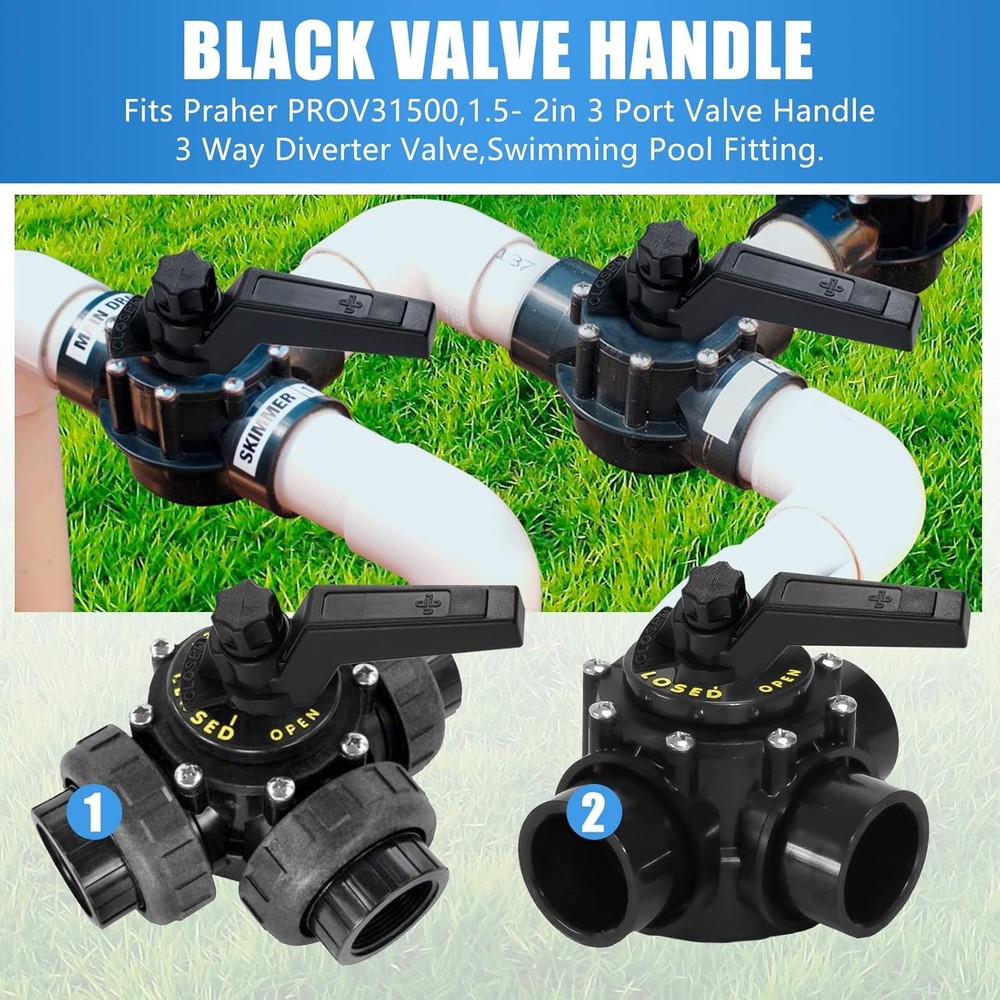 Pool Valve Handle Replacement for praher pool valve handle 2-pack Black