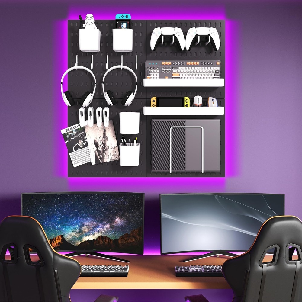 Peg Board Combination Kit, 8 Pegboards with 40 Accessories, Pegboard Wall Org...