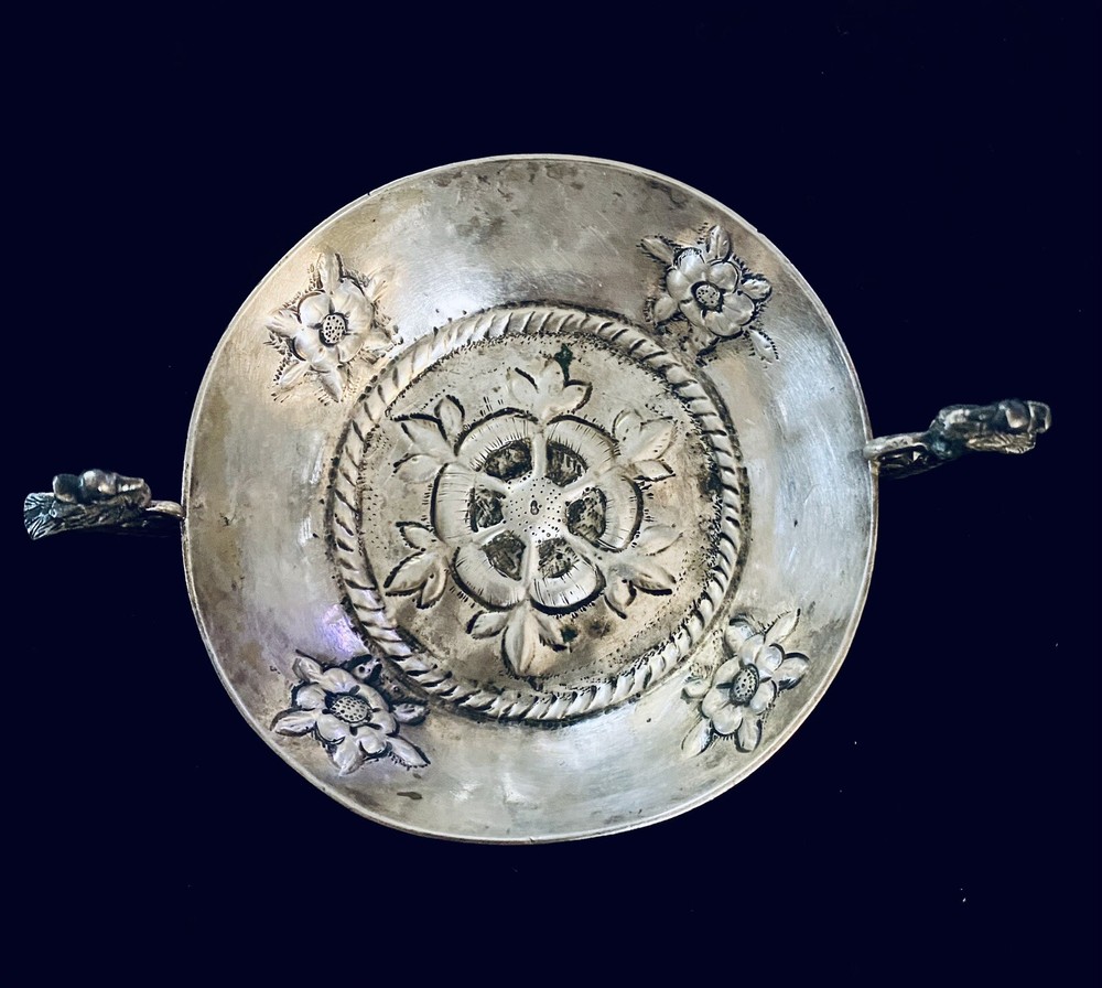 Serving Floral Bird Design German 800 Silver