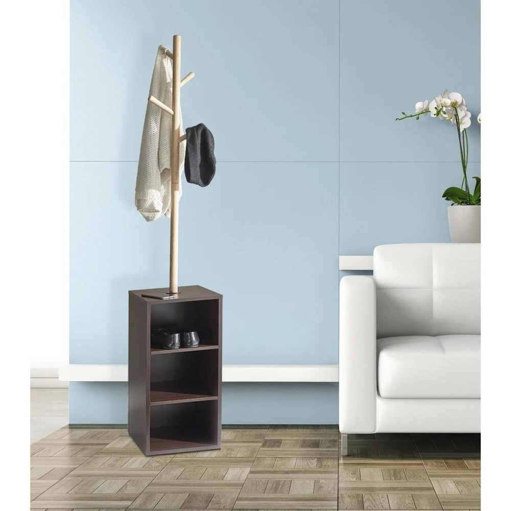Adesso Hutch Storage Coat Rack Walnut