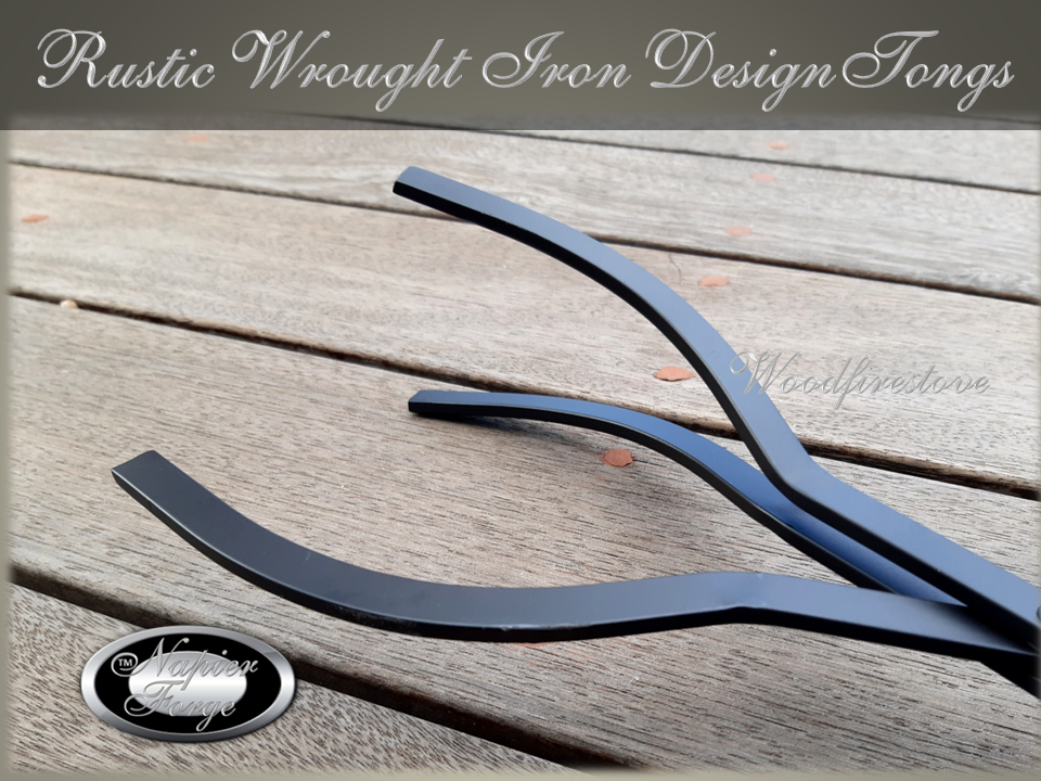 FIREPIT 🔥 Fireplace TOOLS LOG GRABBER / TONGS Wrought Iron Style Rustic