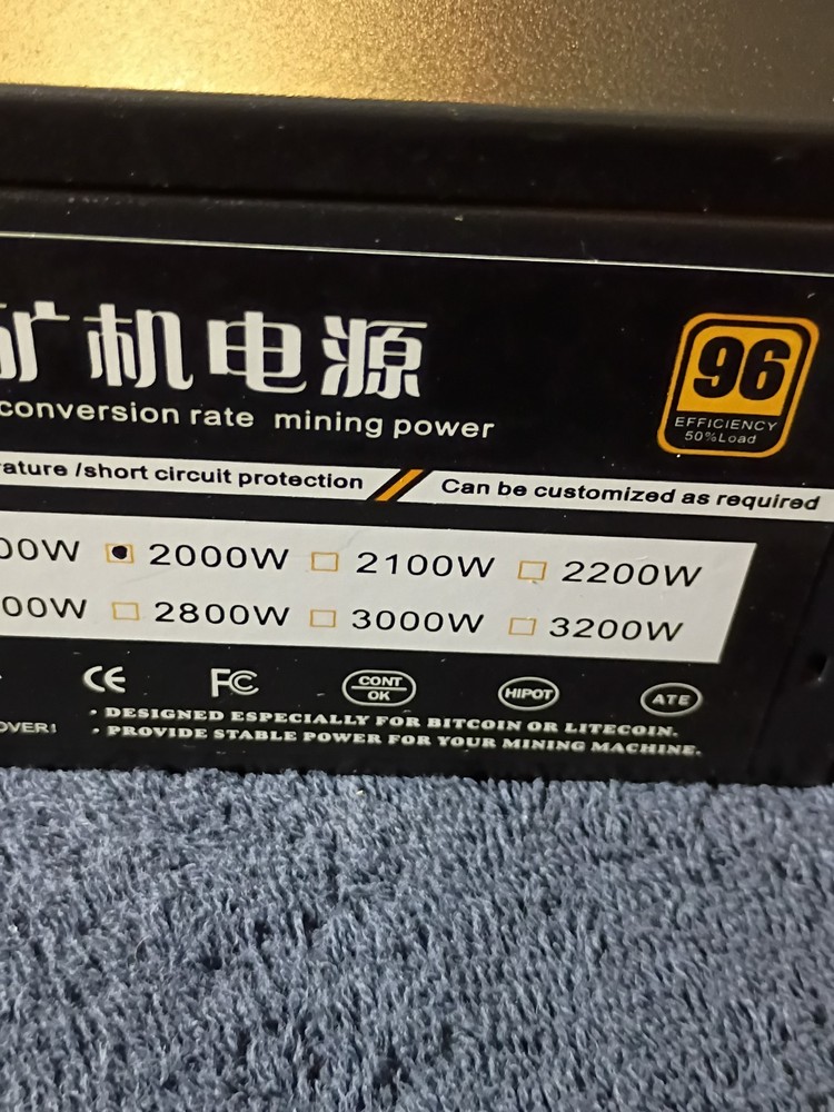 Furious Shark 2000W PSU Bitcoin Mining Power Supply 96 Efficiency, 50% Load