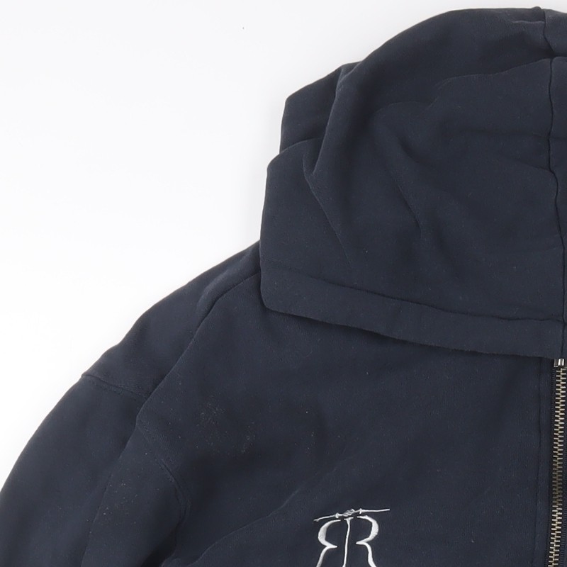 Robin Ruth Men Blue L Basic Hooded Full Zip Cotton Jacket