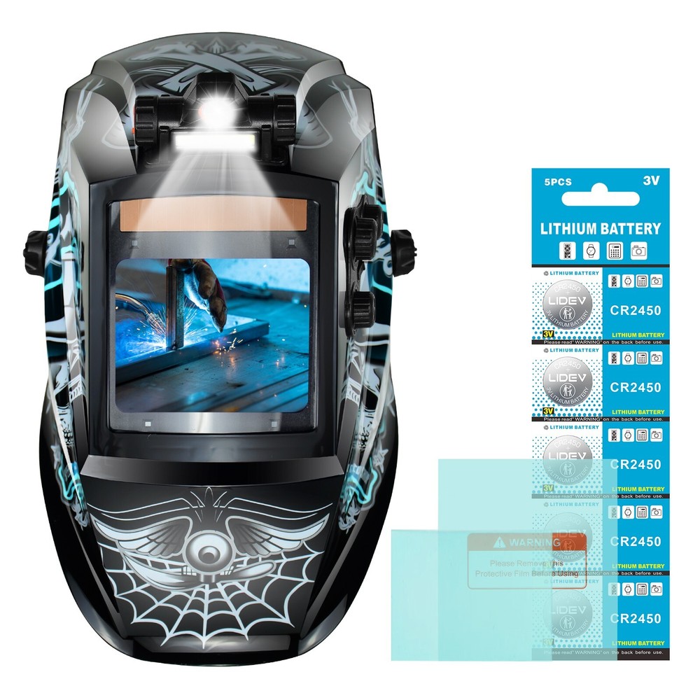 TRQWH Auto Darkening Solar Powered Welding Helmet 4 Arc Sensor Adjustable