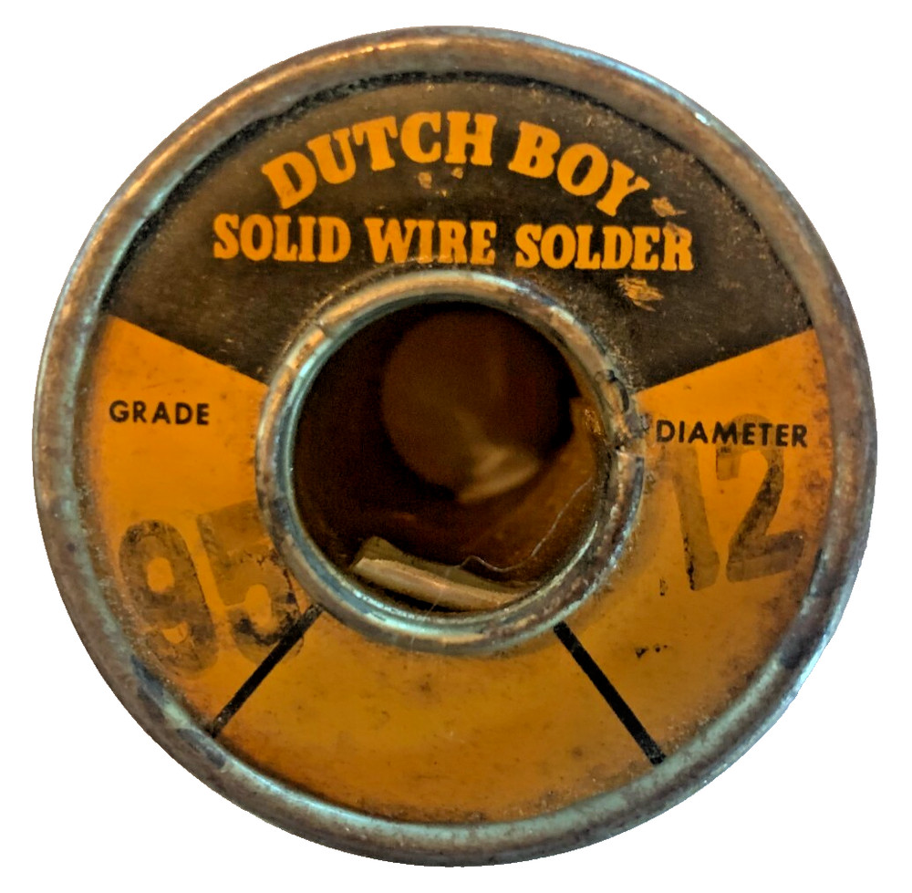 VTG. Dutch Boy Solid Wire Solder Tin Spool 95/5 Grade [e-08]