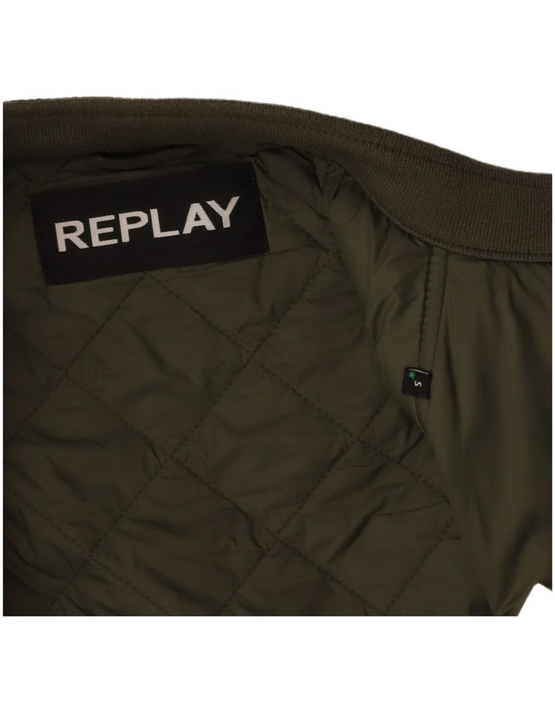 REPLAY Mens Quilted Jacket UK 36 Small Green Polyester DC03