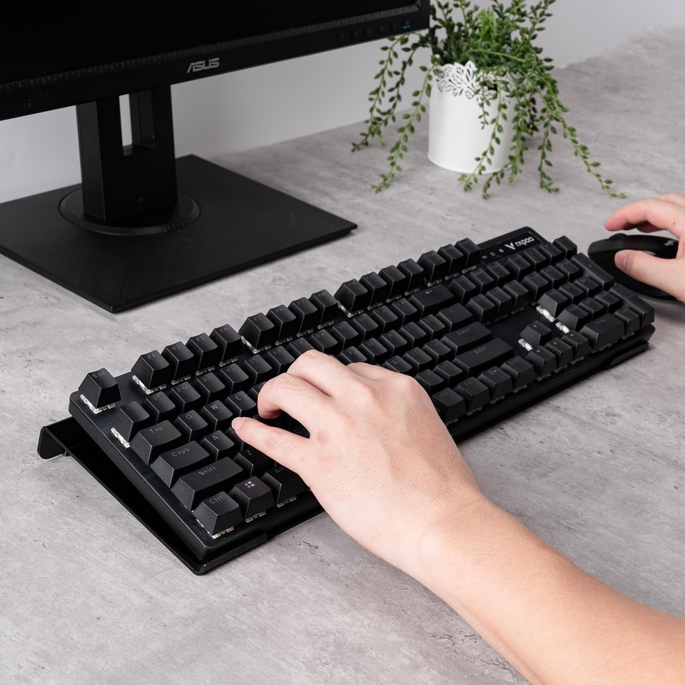 Black Acrylic Tilted Computer Keyboard Holder for Ergonomic Typing Keyboard S...