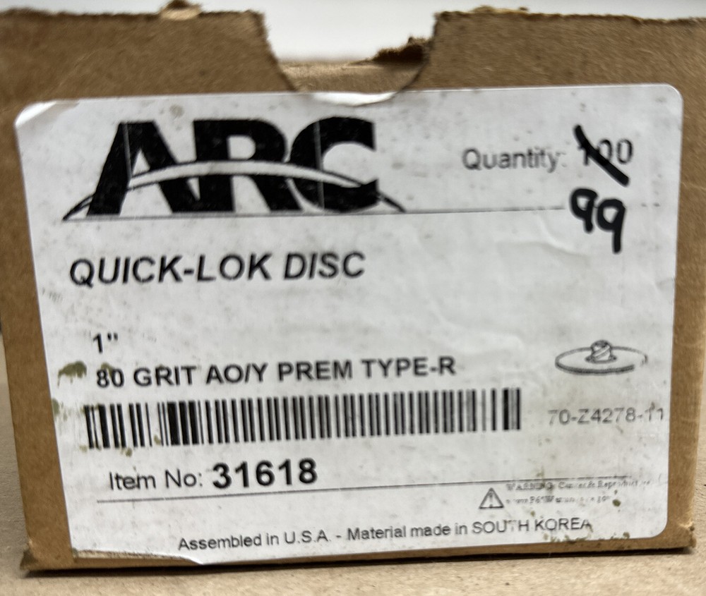 (100) Quick-Lok Sanding Disc 1", 80-Grit
