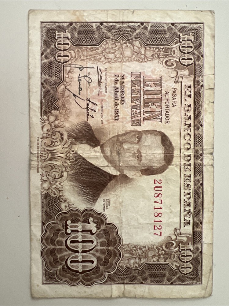 1953 Spain 100 Pesetas - Circulated
